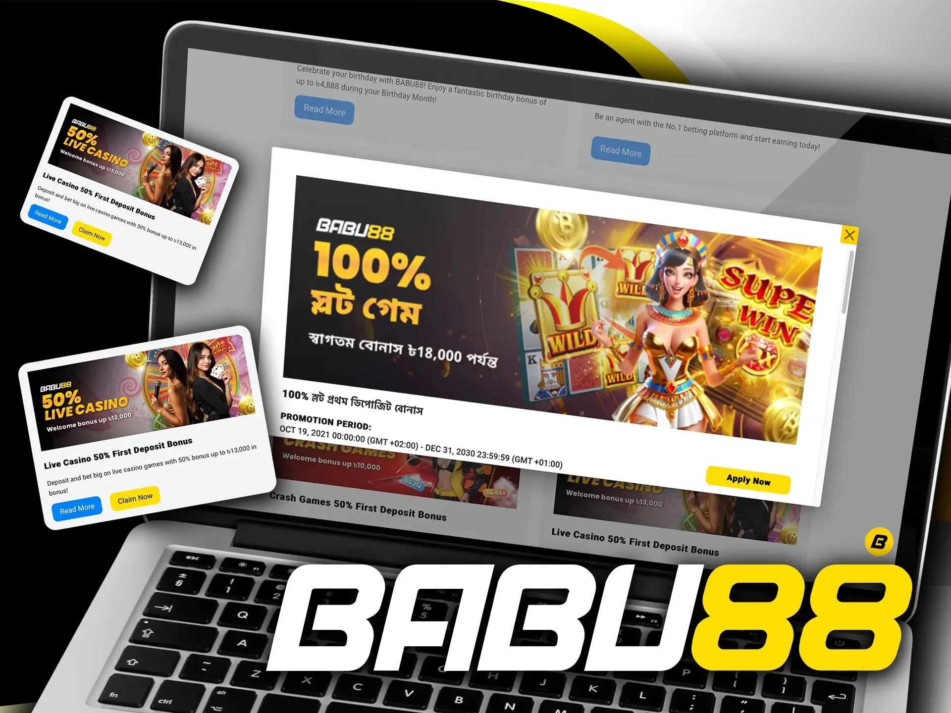 Claim your welcome bonuses in the casino section of Babu88.