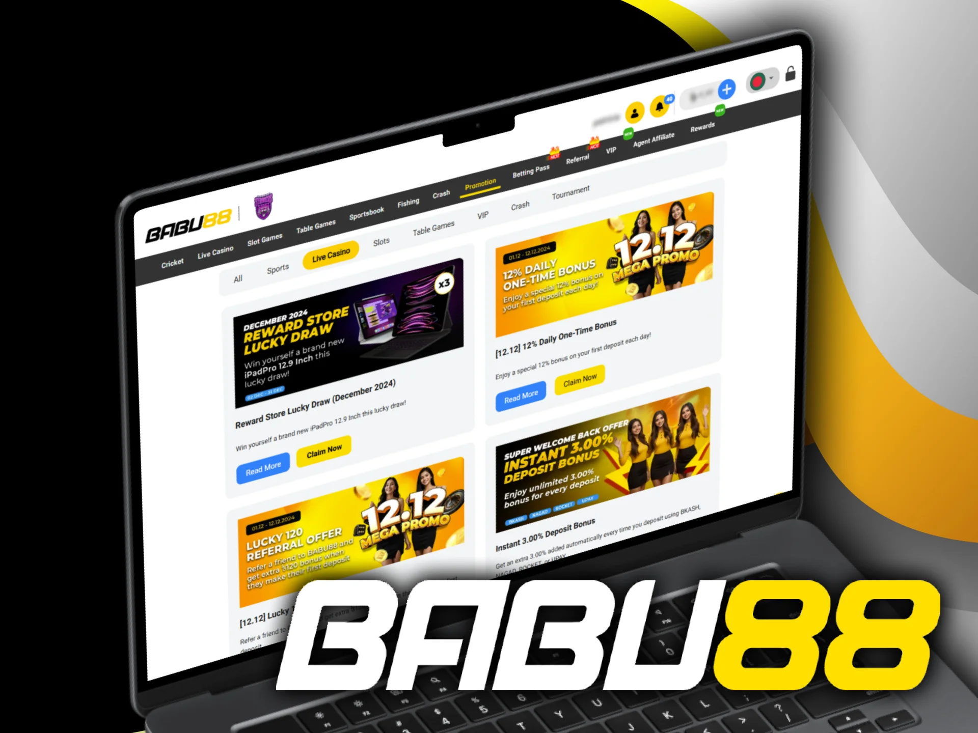 A variety of bonuses and promotions for live casino players at Babu88.